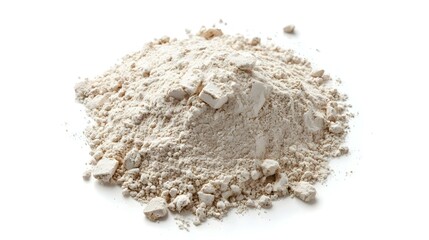 Top view of an integral rye flour pile isolated