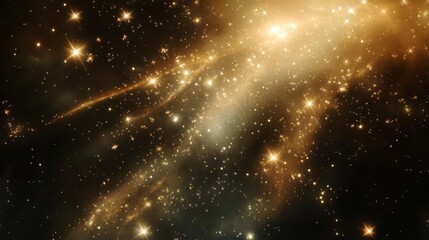 Obraz premium Cosmic Nebula with Gold and Brown Hues in Dark Space