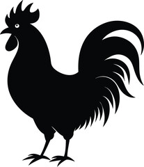 Rooster Silhouette File, Rooster Icon Vector