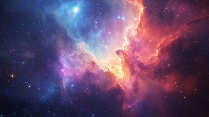 Obraz premium Cosmic Nebula with Vibrant Red Blue and Orange Hues