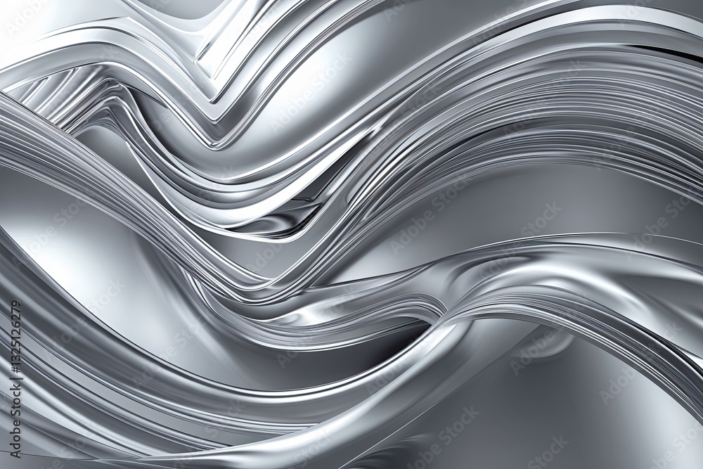 Poster futuristic silver geometric multi-layer background design with wave patterns