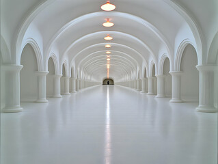 Obraz premium Endless White Hallway 3D Illustration