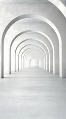 Fototapeta premium Abstract 3D Archway Background - Endless White Corridor