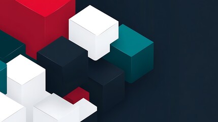 Abstract 3D cubes, colorful shapes, modern art
