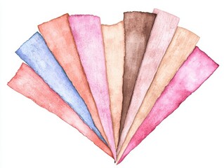 Watercolor swatches in a fan shape, showcasing soft pastel colors.