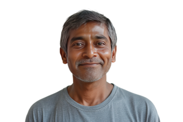 Portrait of an Indian man in his 40s isolated on transparent background