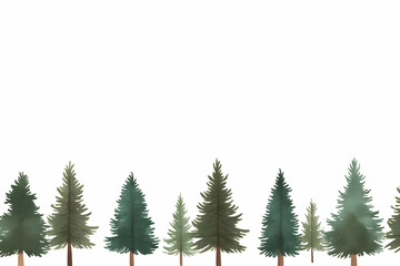 Obraz premium Watercolor Evergreen Forest Illustration