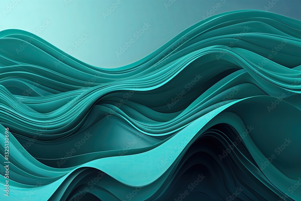 Poster teal gradient wave background for fluid design with vivid elements and artistic flow