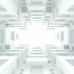 Abstract 3D White Building Illustration