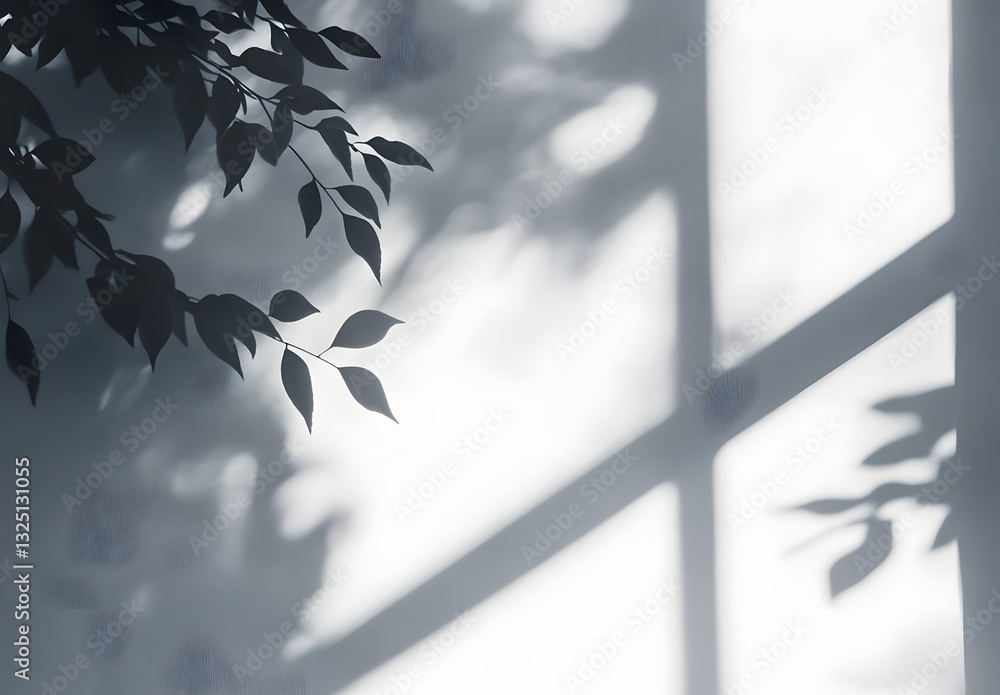 Aufkleber isolated shadows overlay on transparent background. black shadow brush of trees and leaves through a