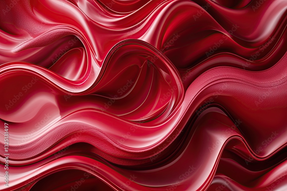 Poster crimson fluid tapestry design featuring smooth textures and dynamic flow