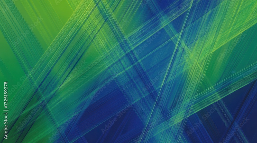 Leinwandbilder Dynamic background with trend lines converging into a data grid for political and economic analysis in cool tones of blue and green