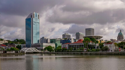 Obraz premium morning view of the singapore river and elgin bridge