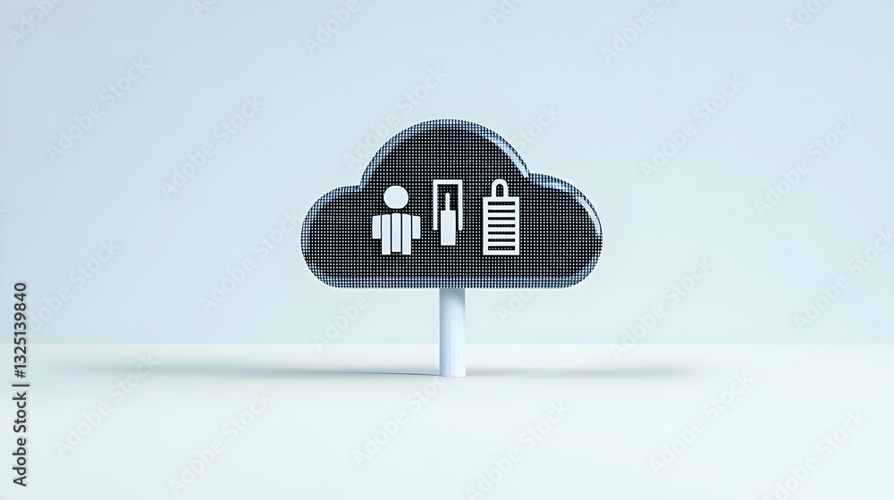 Aufkleber pixel art cloud storage icon on white background symbolizing digital data management in cloud comput