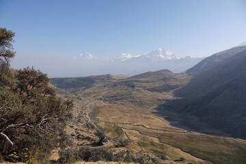 View on Callejón de Huaylas and Huascaran from Paso del Zorro Trail, Cordillera Blanca, Peru