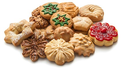 Homemade Christmas cookies on white background