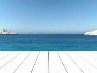 Fototapeta premium White Wooden Deck Seaside Background Illustration