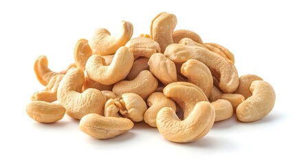 Delicious cashew nuts isolated on white