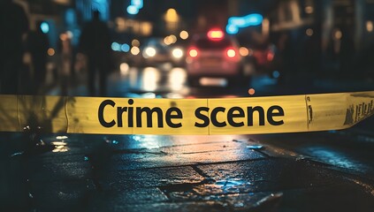 Crime Scene Investigation at Night with Police Tap