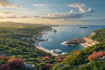 Obraz premium Coastal Sanctuary Blending Beautiful Views and Natural Resources