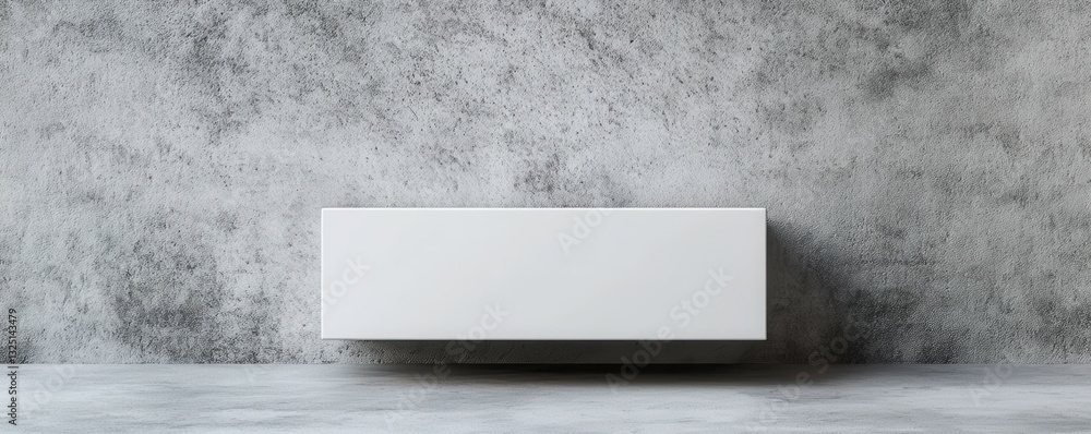Poster a pure white rectangular box against a sleek gray textured backdrop creates a minimalist aesthetic s