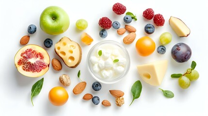 Naklejka premium Composition with healthy baby food on white