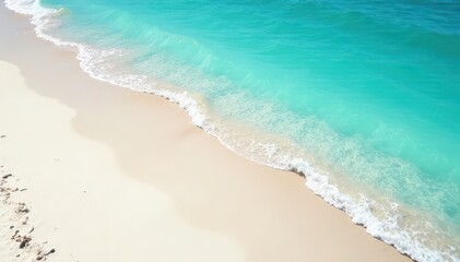 Fine white sand, turquoise water, gentle waves, warm, tropical, background