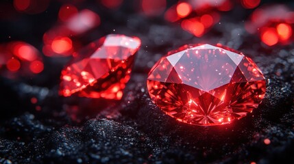 Red Diamonds on Dark Surface