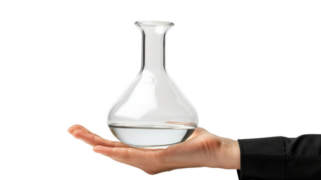 Scientist holding florence flask with transparent background