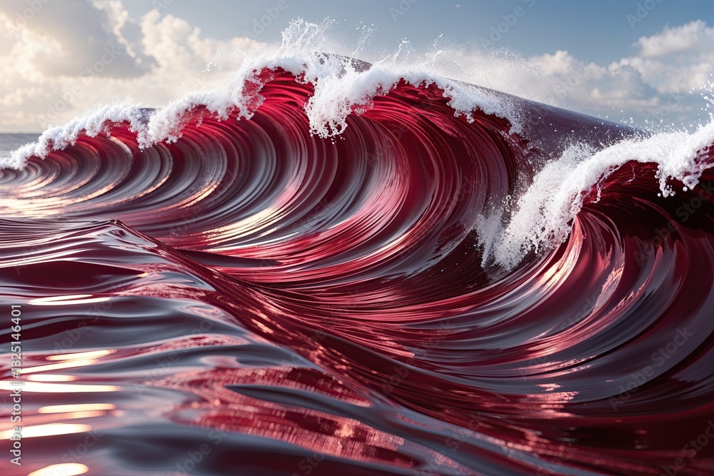Poster mesmerizing maroon wave patterns in opulent digital art