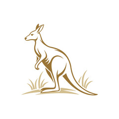 kangaroo silhouette logo vector line art logo design