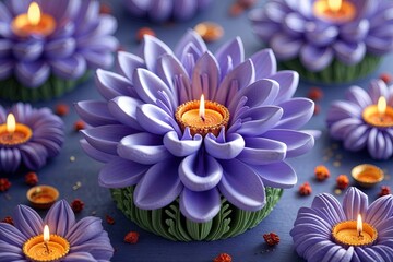 Enchanting Lavender 3D Floral Art Wallpaper for Diwali Festival Celebration
