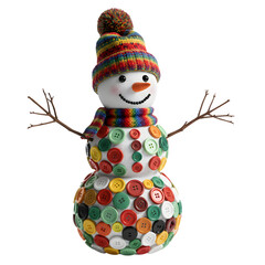 Creative Snowman with Colorful Button Decoration & Cozy Knitwear