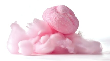 Tasty cotton candy on white background
