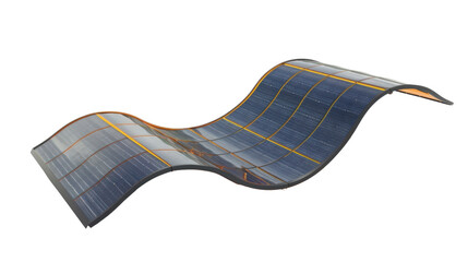 Flexible solar panel generating renewable energy on transparent background