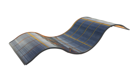 Flexible solar panel generating renewable energy on transparent background