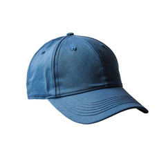 Blue Baseball Cap with Textured Fabric Isolated on Transparent Background.