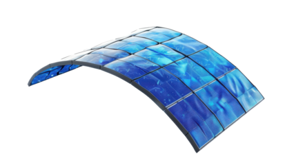Flexible display screen bending showing futuristic technology with transparent background
