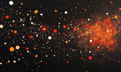 Radiant explosion of tiny glowing orbs against the dark backdrop of space, stellar burst, radiant debris