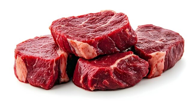huge red meat chunk and steak isolated