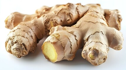 Fototapeta premium Fresh ginger root or rhizome isolated on white