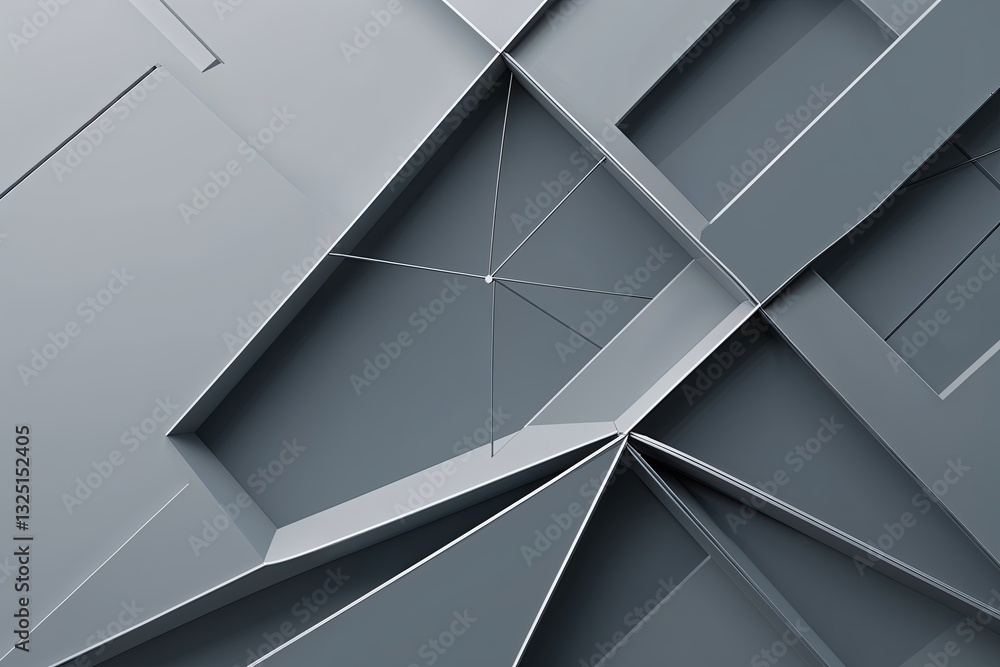 Poster modern gray geometric design featuring interconnected lines and nodes for enhanced collaboration and