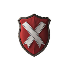 Medieval Guard Shield with Blank Ribbon Banner Isolated on Transparent Background.