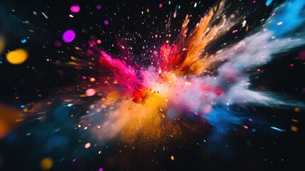 A colorful explosion of vibrant hues bursting outward from a center point