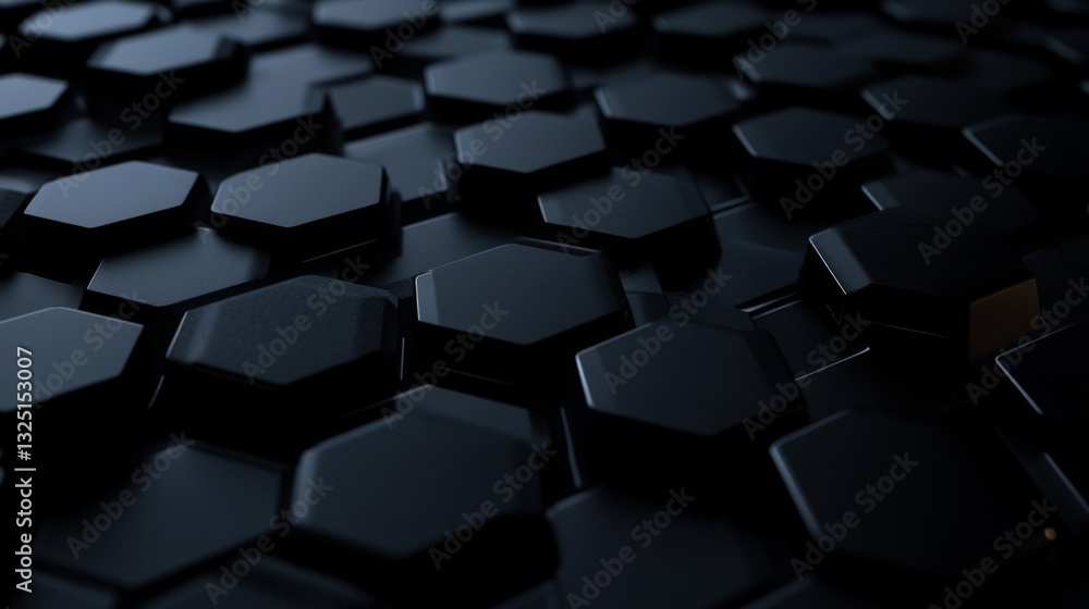 Poster dark blue hexagonal geometric pattern 3d render
