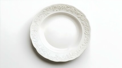 Empty vintage porcelain plate cutout Textured