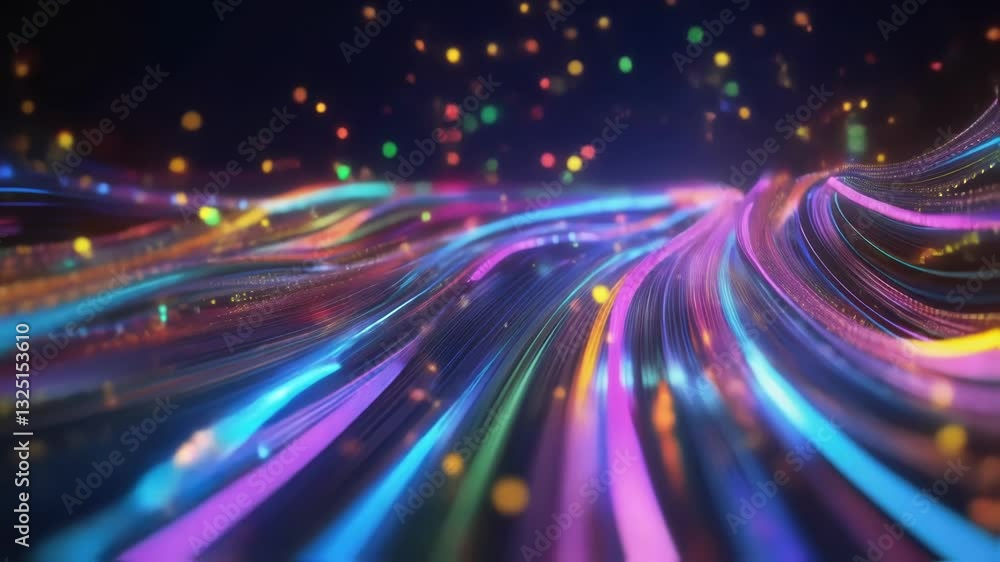Poster vivid light trails curving through space create a dynamic visualization of innovative engineering an