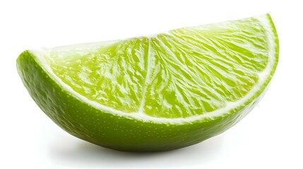 close-up view of single slice of lime isolated