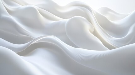 Obraz premium Abstract White Fabric Texture with Flowing Waves