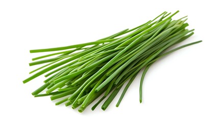 A bunch of chives on a white background